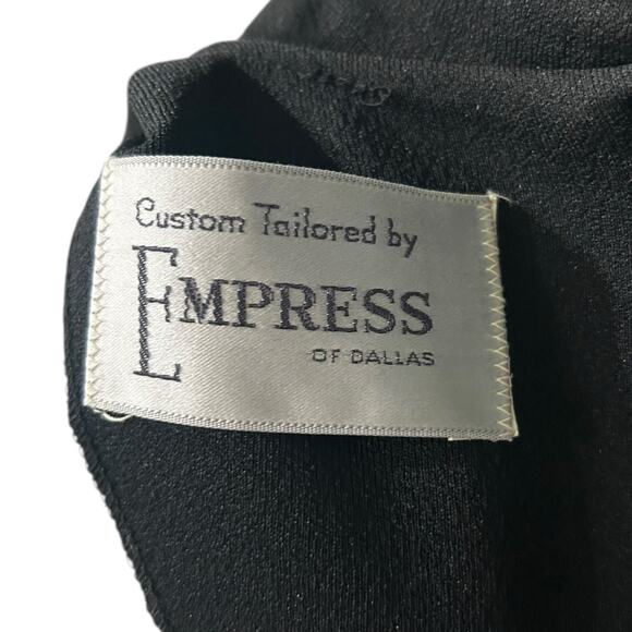 Vintage 1970s Black and Silver Metallic Graphic Print Maxi Dress / Medium - - Picture 4 of 6